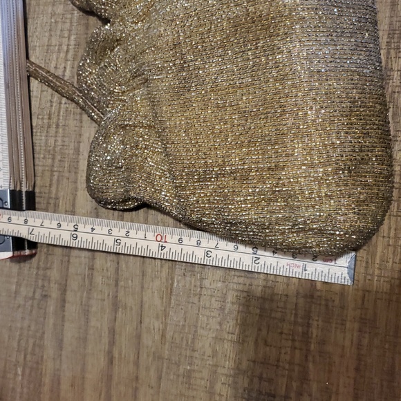 Vintage Gold Silk Hand Beaded Evening Bag w/ Vtg Mirror MCM Victorian - Picture 6 of 14